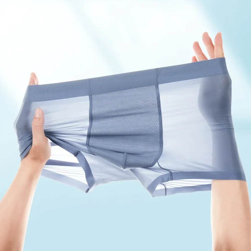 20D Ultra-Thin Transparent Ice Silk Men's Underwear 3A Antibacterial Breathable Crotch Quick-Drying Nude Seamless Boxer Shorts