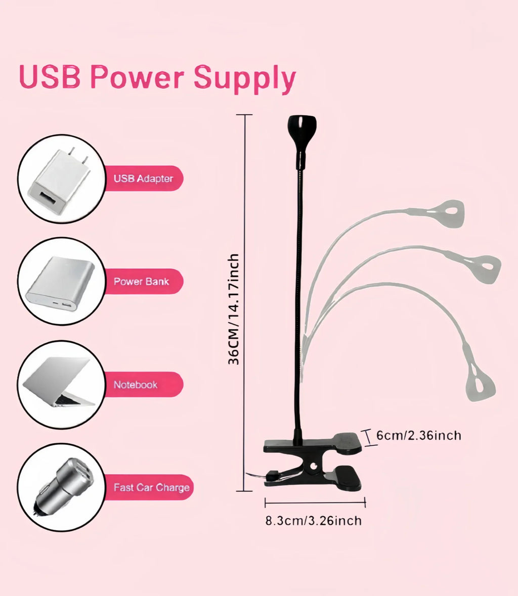 UV Nail Lamp, Foot Switch LED Linear Lamp, Gooseneck Flash Curing Lamp, Nail Drying Lamp with Desktop Clamp