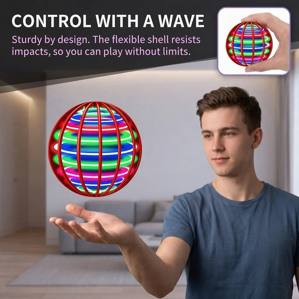 Flying Ball with Color LED Lights & Automatic Boomerang, Anti-Gravity Hover Toy Great Outdoor Indoor Fun Gift for Teens & Adults