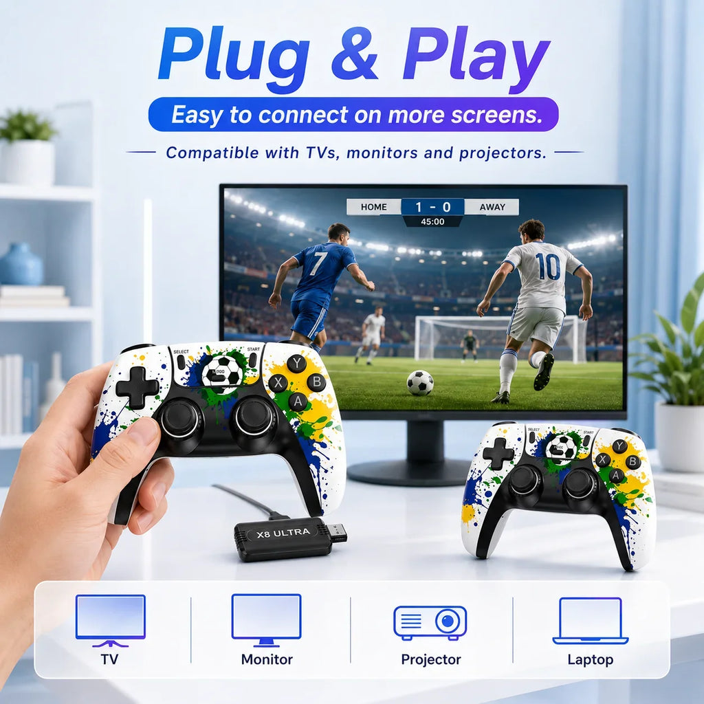 4K HDMI TV Game Stick Retro Video Game Console, 50000+ Pre-installed Games 45 Emulators 2.4G Dual Wireless Controllers X8 Ultra