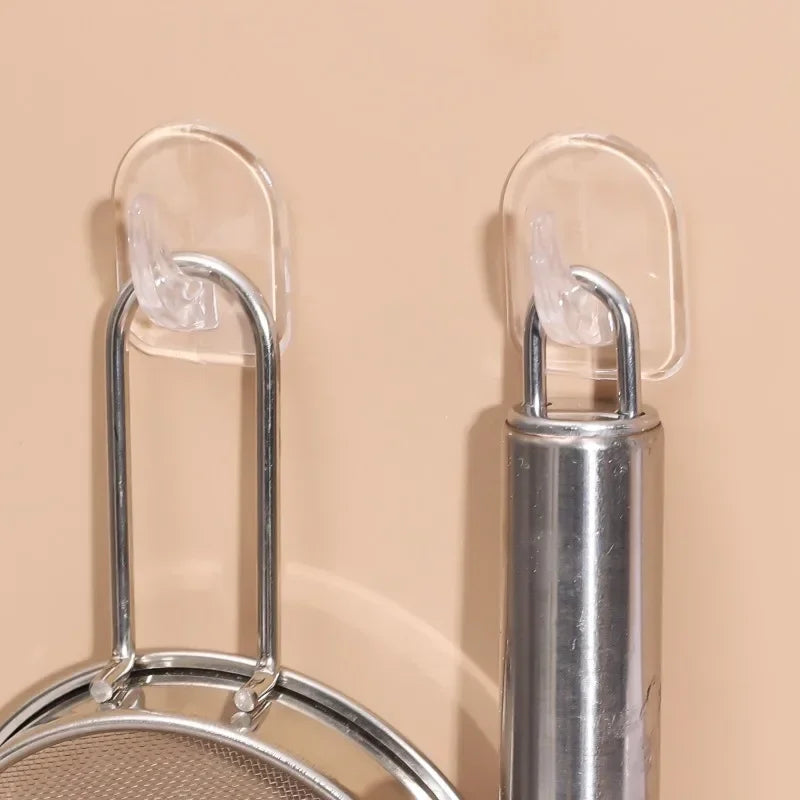 Mini Transparent Hooks Self-Adhesive Wall Hooks Heavy Duty Sticky Hangers Multi-Purpose Home Kitchen Bathroom Storage Organizer