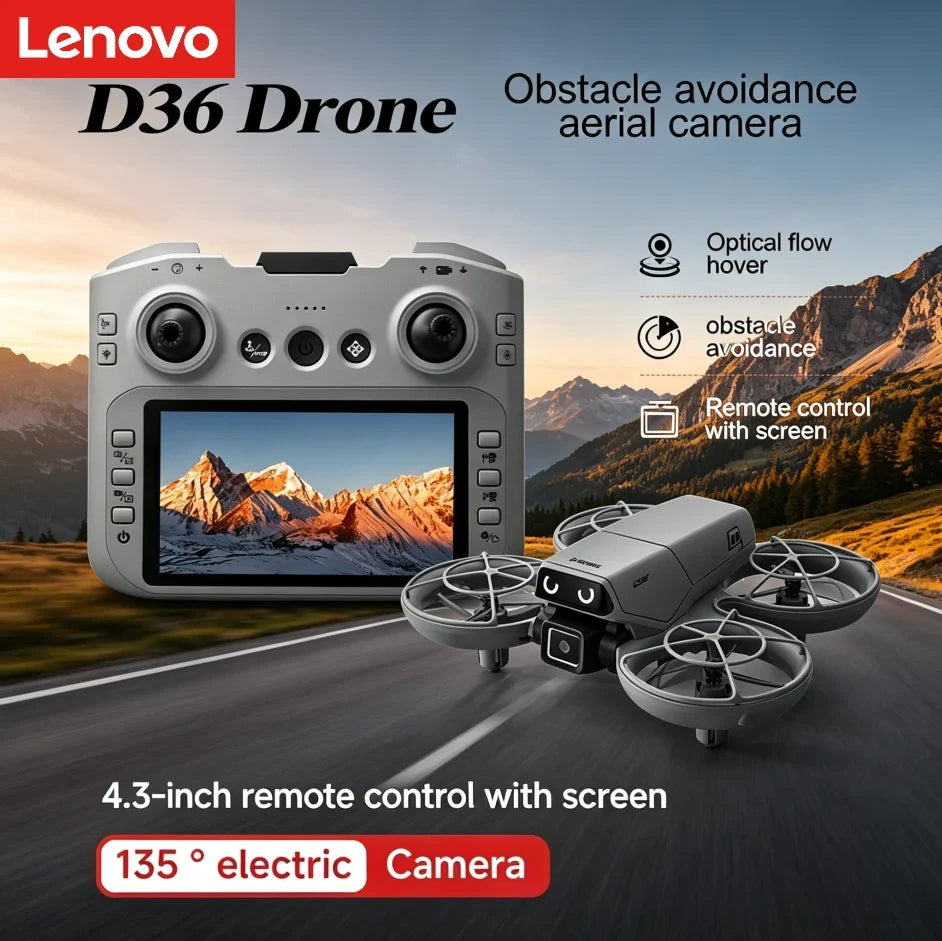 Lenovo D36 Drone 4K HD 8k Triple Camera FPV Brushless Motor Obstacle Avoidance Foldable RC Quadcopter Professional Aerial