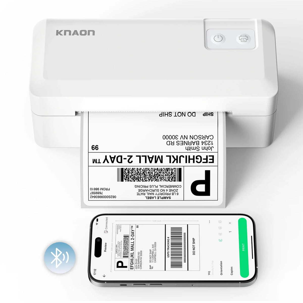 Thermal Shipping Label Printer, 4x6 Bluetooth Label Printer for Small Business and Home, Supports iPhone, Android, Windows, Mac, Chromebook