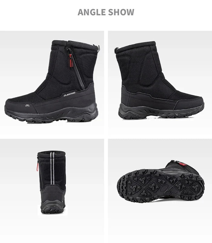 Men's Winter Waterproof Snow Boots, Warm Insulated Outdoor Boots