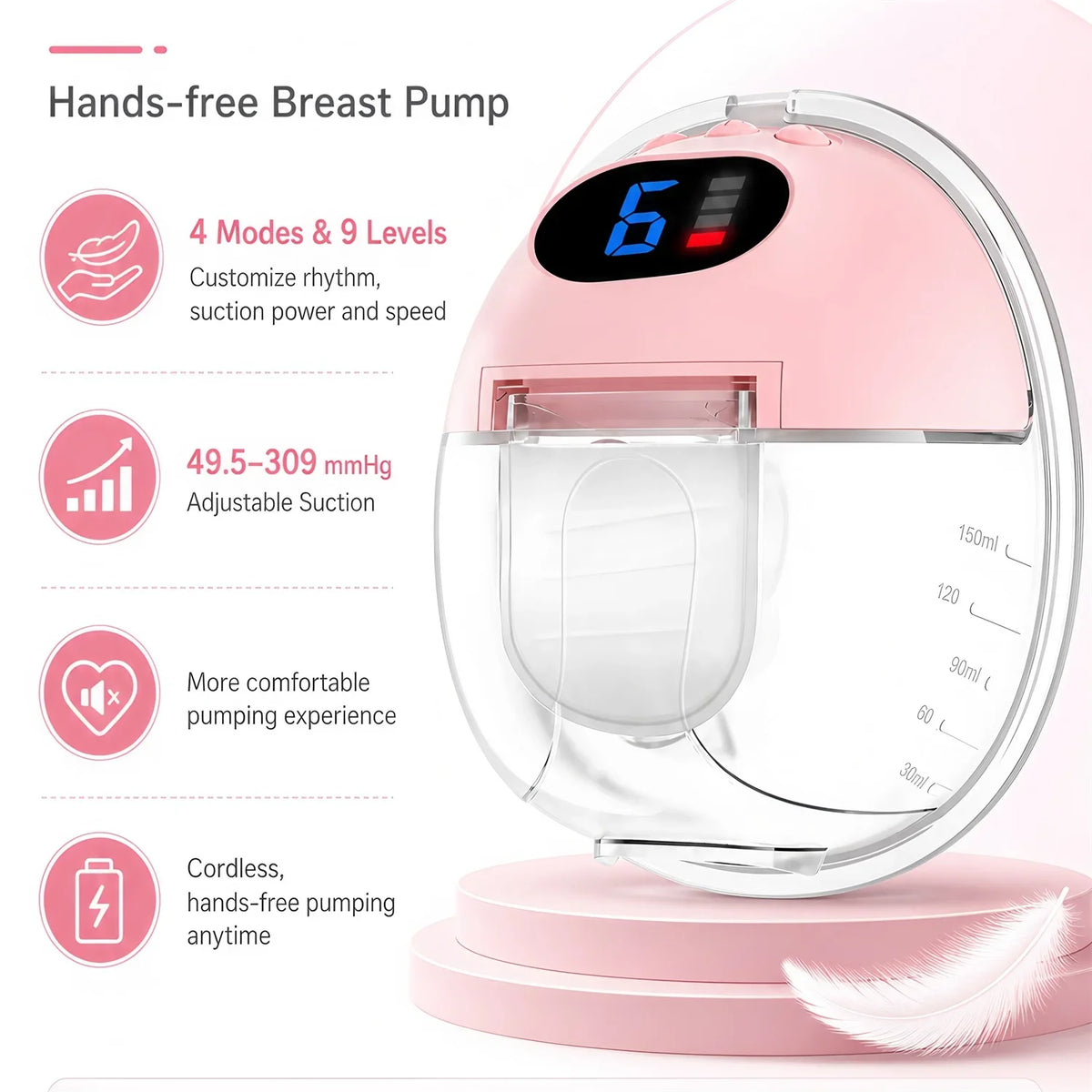 Wearable Wireless Hands Free Electric Breast Pump, New Upgraded Breast Massage Lactation Pump, BPA-Free Breastfeeding Milk Pump