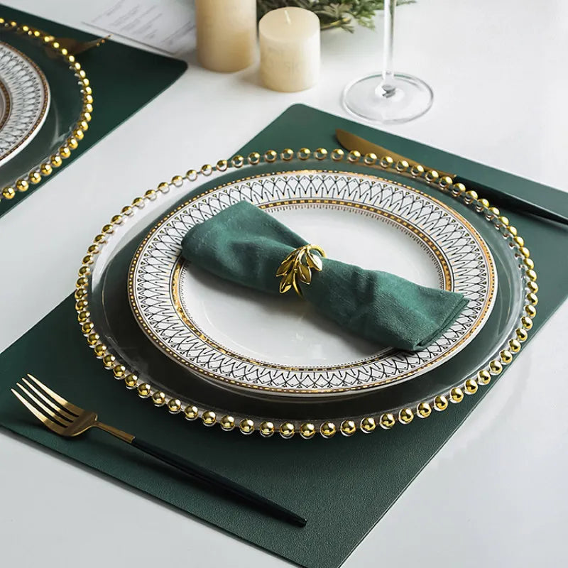 LIVETAI Pearl Ceramic Dinner Plates Set Western Steak Serving Dish for Home Restaurant