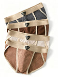 4pcs/set Men's Cotton Briefs Fashionable U Convex Pouch Underwear Soft Breathable Mid Rise Triangle Panties Plus Size L-4XL