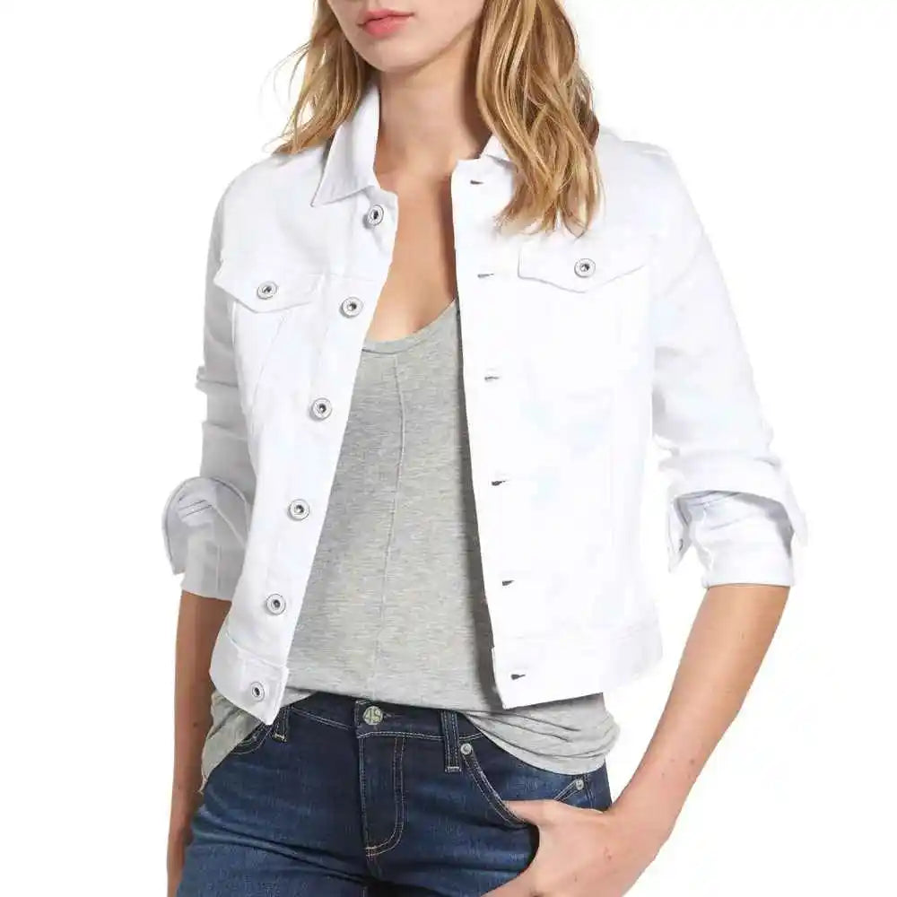 New Arrival Stand Collar Oversize Long Sleeve Women Denim Jackets Latest Design Low Price Plain Color Ladies Denim Jacket