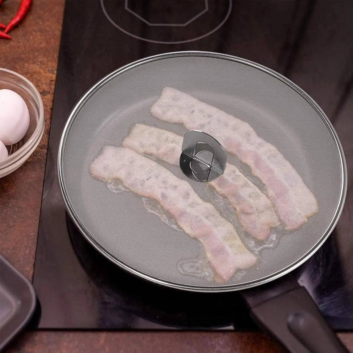 3-Piece Splatter Screen Set for Frying Pans, 13"/11.4"/9.8", Stainless Steel Grease Guard, Ultra-Fine Mesh Lid, Fold-Flat Design