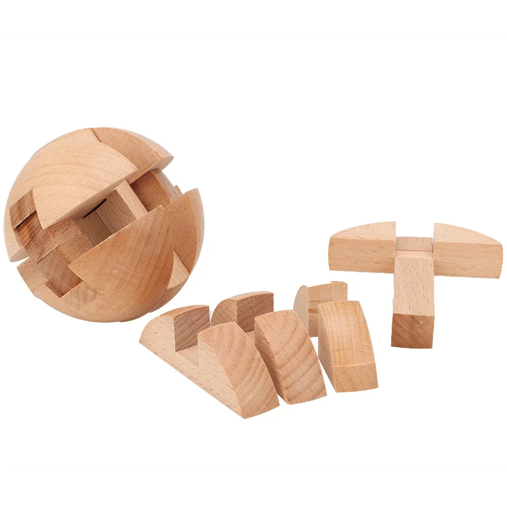 Wooden Children Intelligent Puzzle Ball Lock Building Block Educational Toy