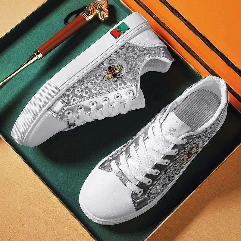 Golden silver Coiffeur man casual shoes flats embroidery on running shoes mens designer shoes sneakers luxury walking tennis