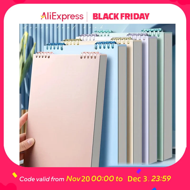 A5 Refillable Spiral Notebook - Top Coil Binding Lined Journal, Removable Tearable Pages for Notes, Planner Notepad for Office School, Cute Stationery Gift for Women