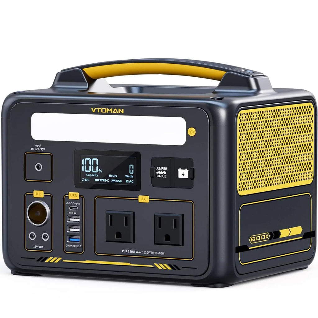 Jump 600X Portable Power Station 600W, 299Wh LiFePO4 Battery | 1200W Surge AC Outlet, PD 60W USB-C, 2-In-1 Solar, Custom