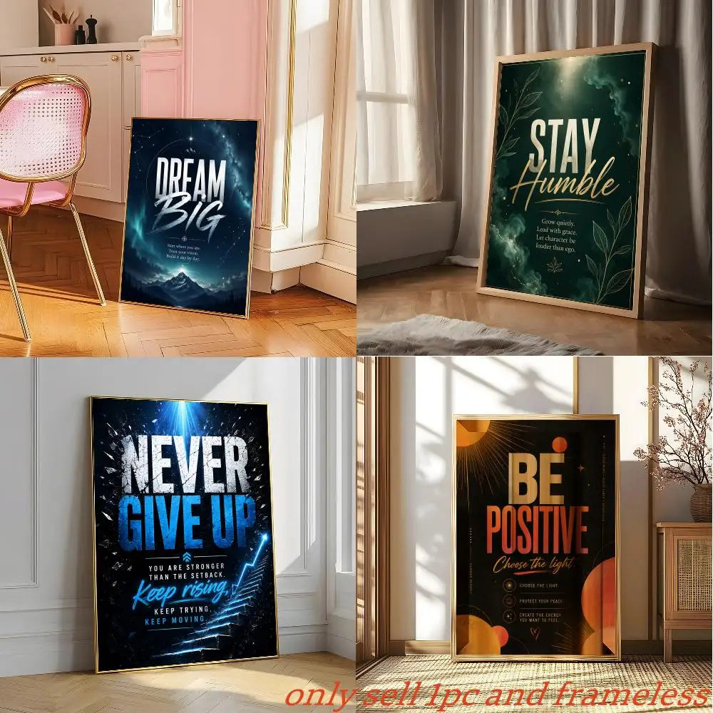 Motivational Quote Canvas Poster, Keep Going Stay Humble Wall Art, Frameless Inspirational Print for Office Bedroom Decor