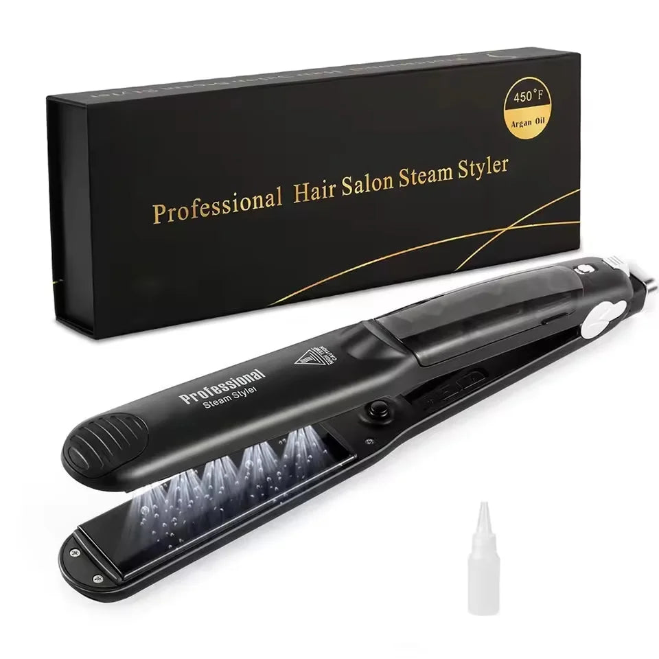 Professional Steam Hair Straightener Ceramic Flat Iron 450℉ Fast Heat  Oil Treatment Hair Care Tools