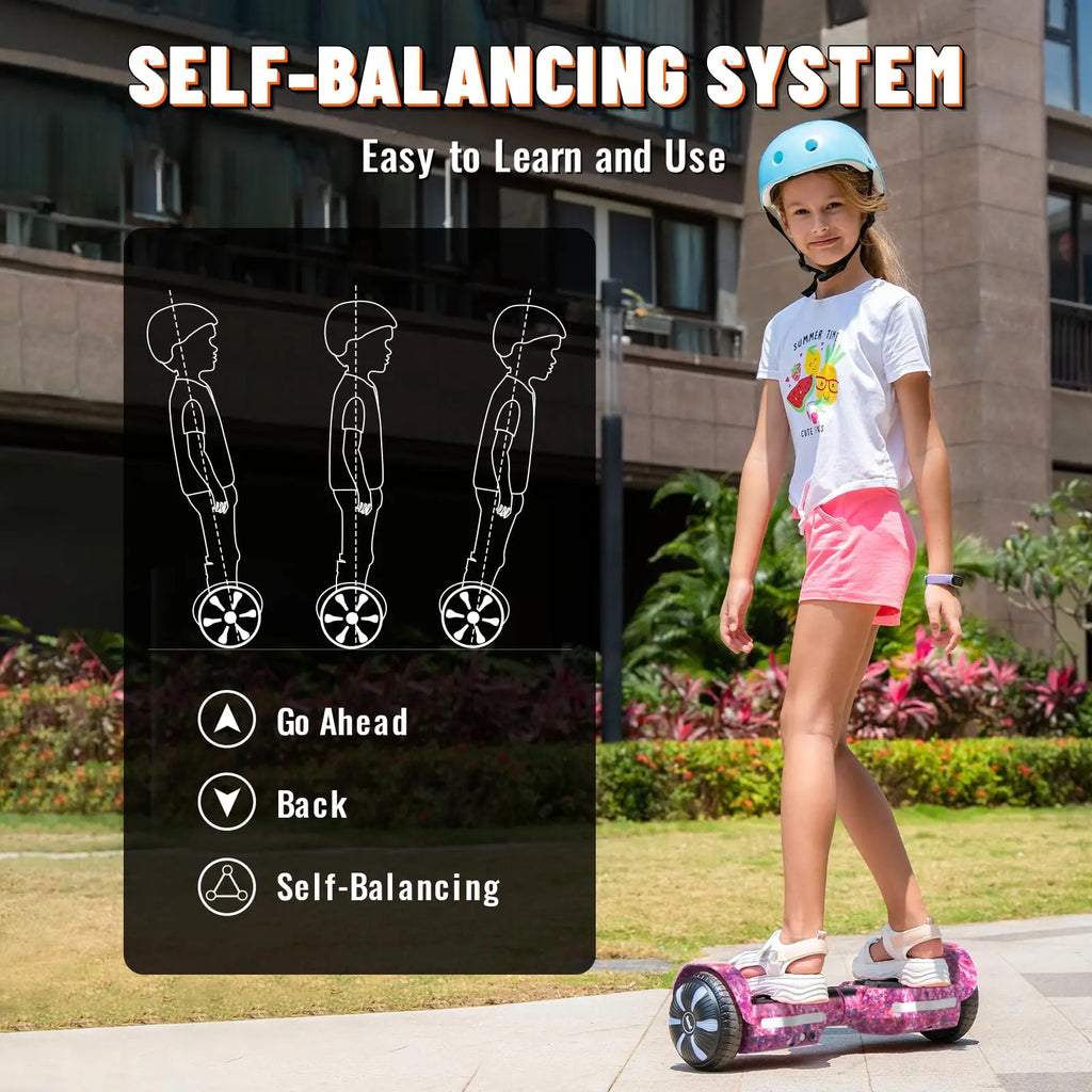 Simate K1 6.5" Hoverboard Electric Self Balancing Scooter with Bluetooth Speaker Colorful Lights UL2272 Certified All Terrain
