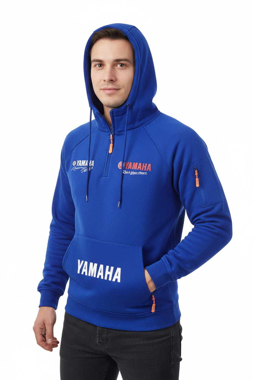 2026 Yamaha Autumn and Winter Vintage Heavy-Duty Men’s Fleece Hooded Sweater