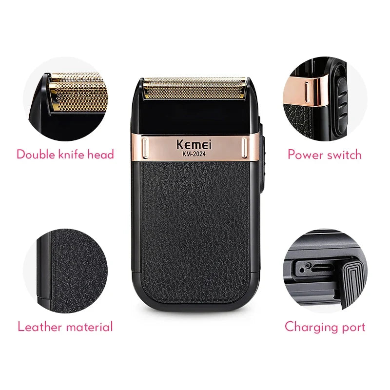 Kemei Twin Blade Waterproof Reciprocating Cordless Razor USB Rechargeable Shaving Machine Electric Shaver for Men Barber Trimmer
