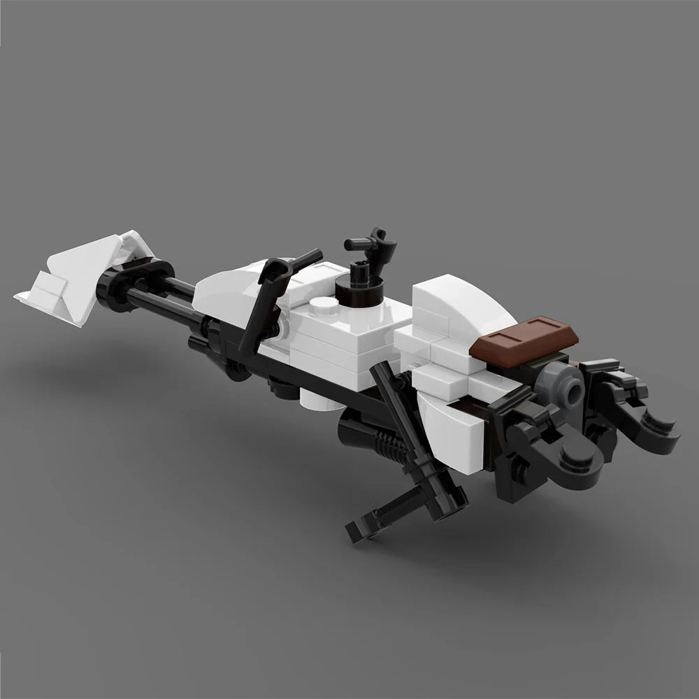 Iconic Sci-Fi Speeder Bike MOC Building Blocks Set - White Futuristic Hover Vehicle Replica
