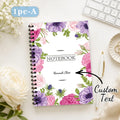 1pc/2pcs, custom floral notebook, DIY text, 50 sheets, suitable for travel and journaling, notebook/diary/spiral notebook.