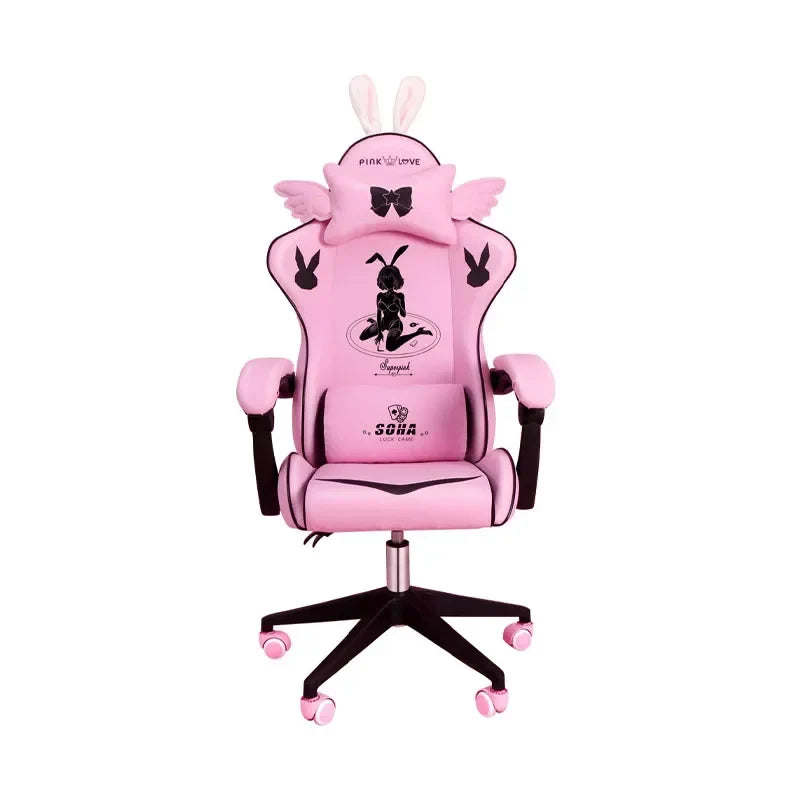 Pink gaming  High-quality girls cartoon home live Gamer  comfortable Swivel  Adjustable office computer Chair
