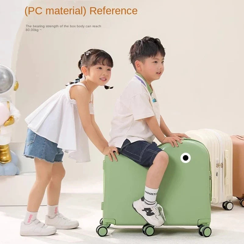Children's Luggage Can Sit Ride Suitcase Six Wheel Luggage Set Luggage with Cup Holder Travel Suitcase