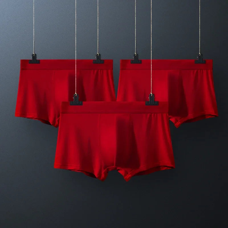 5PCS Men's panties, men's boxers, natal year, men's gifts, pigs, big red, wedding thin boxers, bottoms