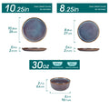 Vancasso 12/16/18/24 Piece Grey-Blue Reactive Glaze Stoneware Plates Set Dinnerware Sets with 4/6 Pcs Dinner Plate/Dessert/Bowl