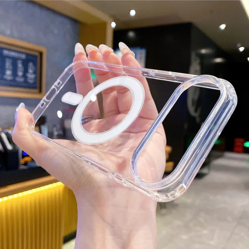 Original Clear For Magsafe Case For Apple iPhone 17 Air 16 16E 15 14 13 12 Mini 11 Pro Max Plus Magnetic Wireless Charging Cover