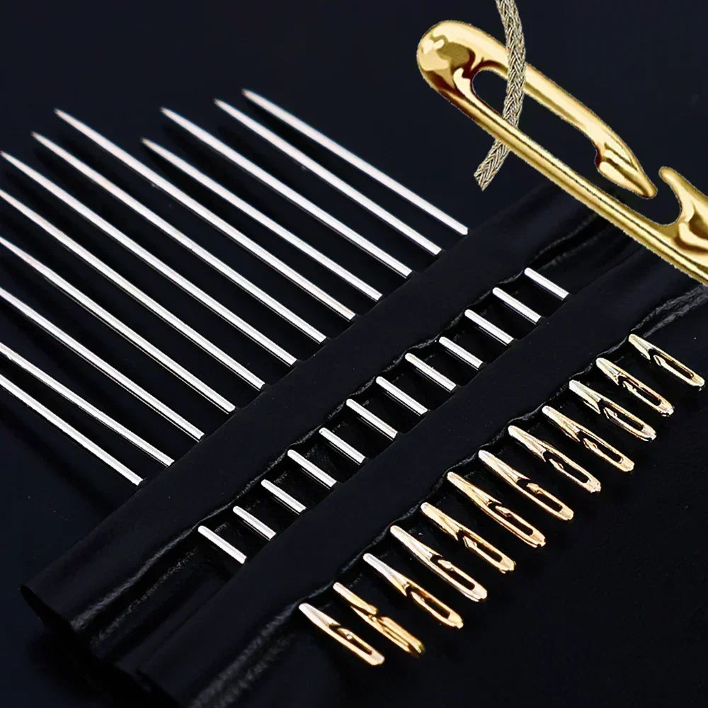 36/12PCS Blind Needle Elderly Needle-side Big Hole Hand Stainless Steel Sewing Needless Threading Household DIY Sewing Needles