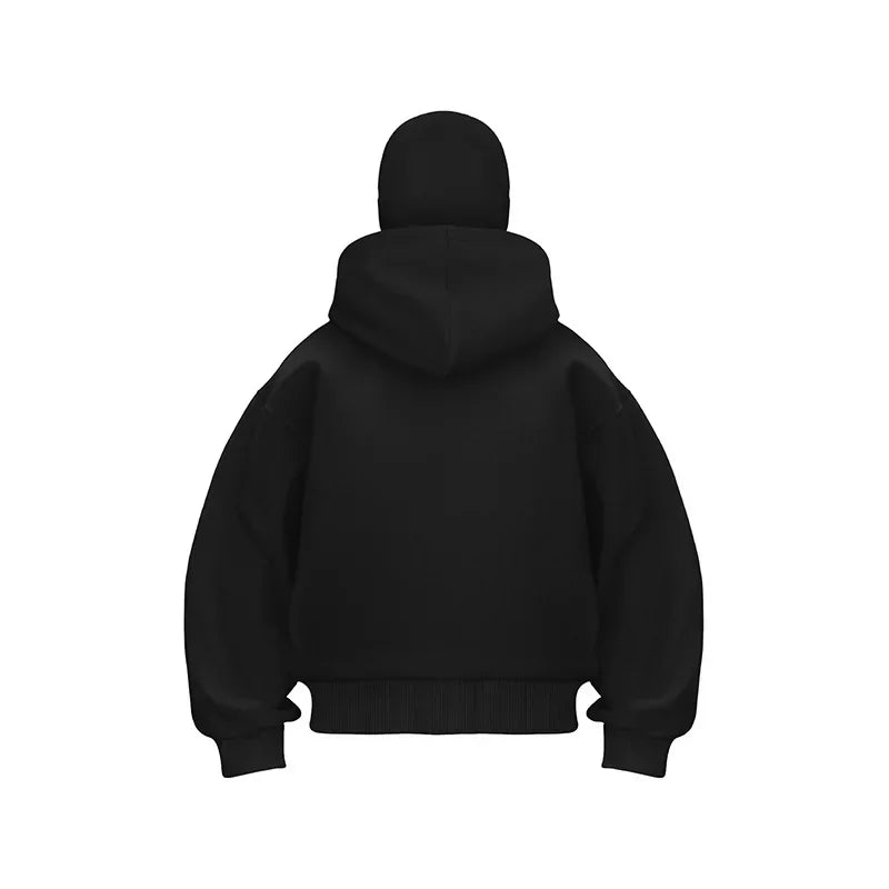 Men's Balaclava Zip Hoodie, Winter Warm Face Mask Hooded Jacket