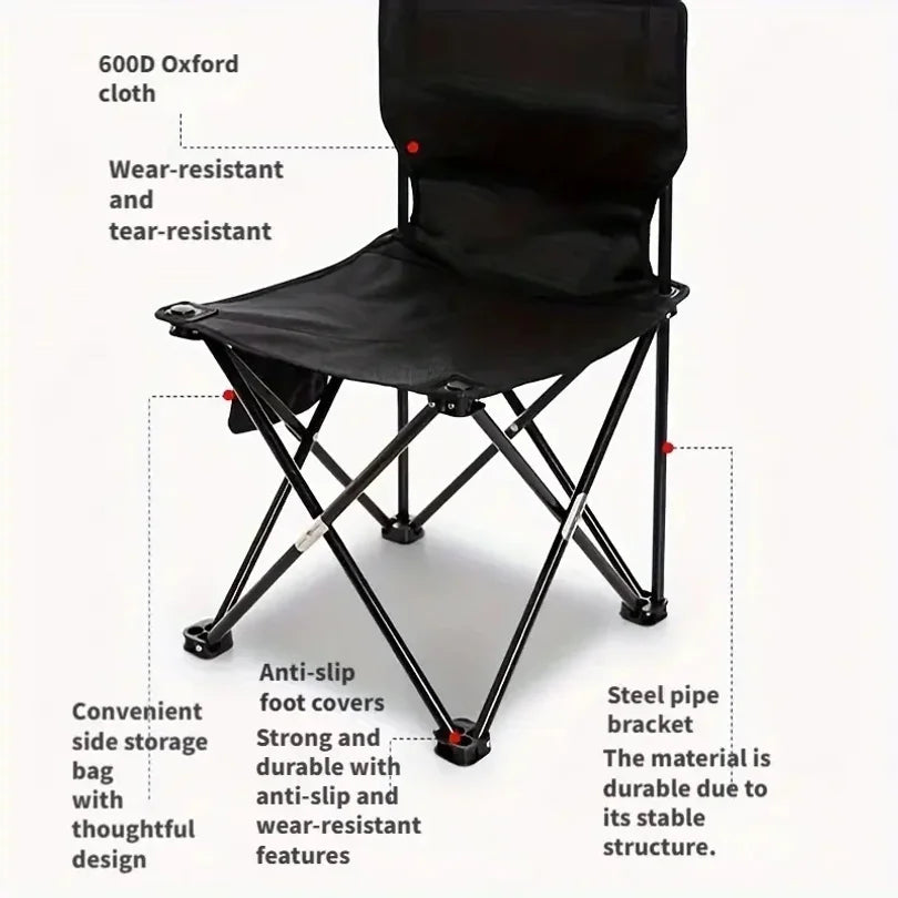Outdoor Foldable Chair Camping Chair with Side Pocket Picnic Oxford Cloth Chairs Portable Beach Fishing Chairs Outdoor Chair