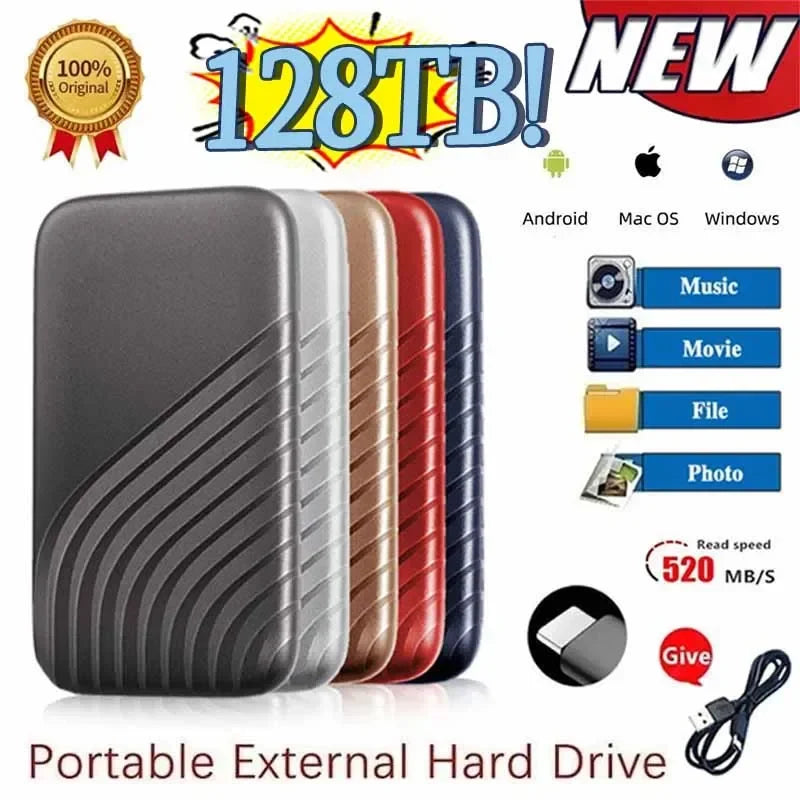 New SSD USB Flash Hard Drive External TypeC High Speed SSD USB3.1 256TB SSD Storage Portable HD Hard Disk