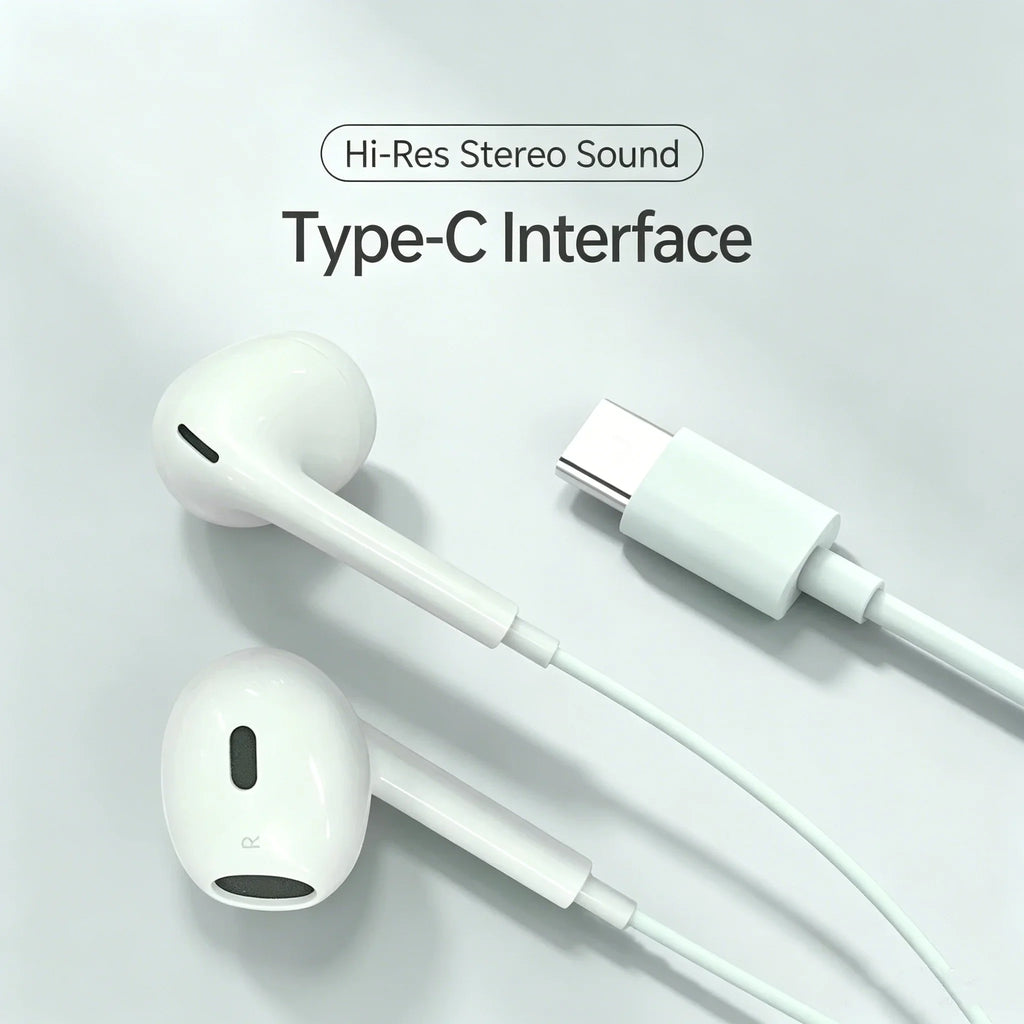 Gen4 Earphones Wired Small Talk Type C 3.5mm HeadEarsets Noise Cancelling Bass Earbuds In Ear Control Mic Earpiece Android Phone
