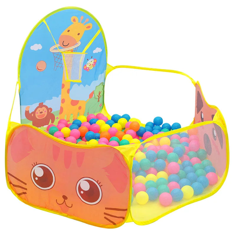 120cm Kids Playpen Playground Baby Tent Ball Pool with Basketball Hoop Children's Tent House Portable Kids Indoor Outdoor Toys