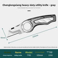 Folding Utility Knife – Heavy-Duty Box Cutter with Aluminum Body, Quick-Change Blades Anti-Slip Finger Loop Grip