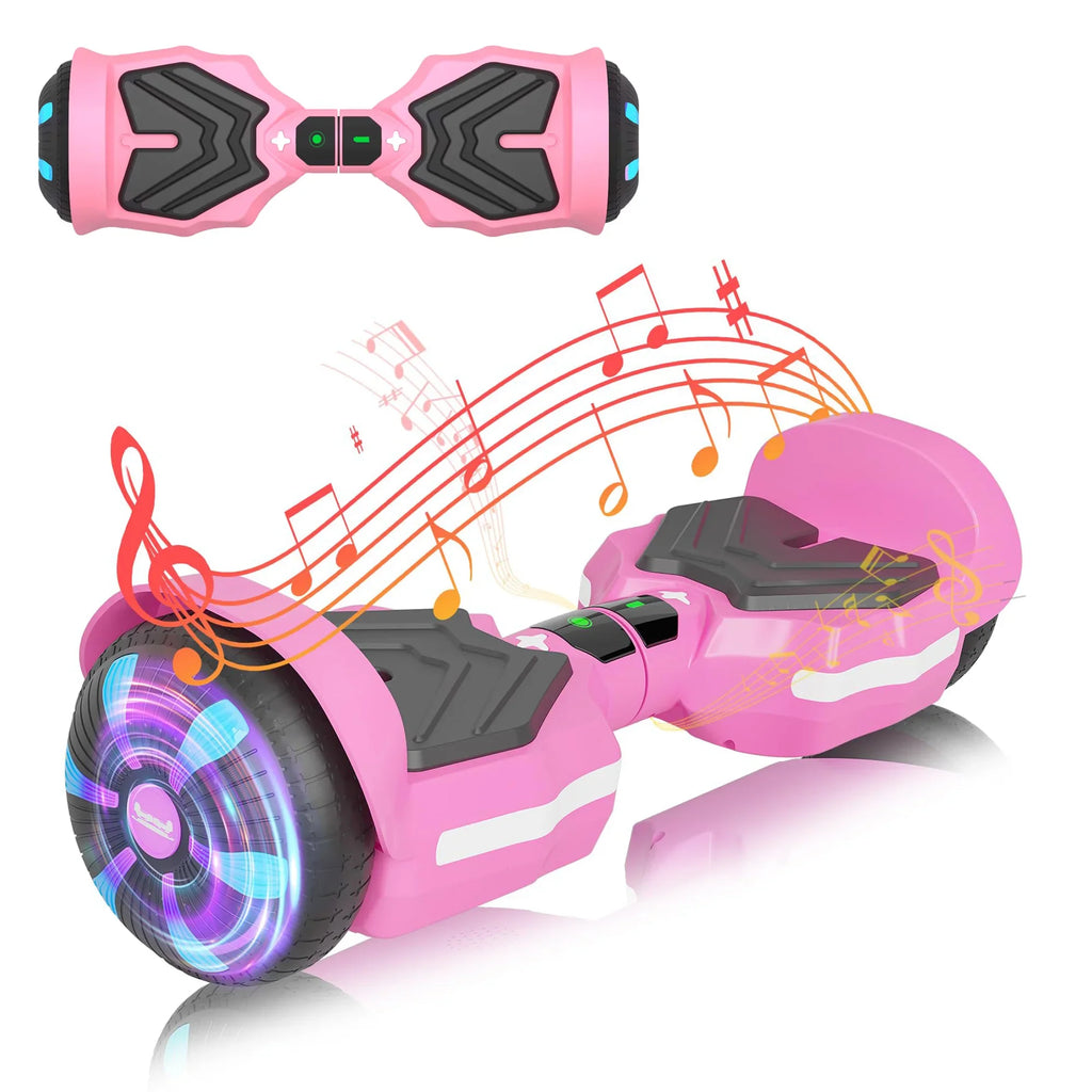 Simate K1 6.5" Hoverboard Electric Self Balancing Scooter with Bluetooth Speaker Colorful Lights UL2272 Certified All Terrain