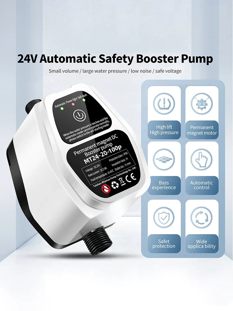 Acarps Automatic Booster Pump 25L/min 100W 24V Home Shower Water Heater Added Water Pressure Permanent Magnet Smart Silent Pump