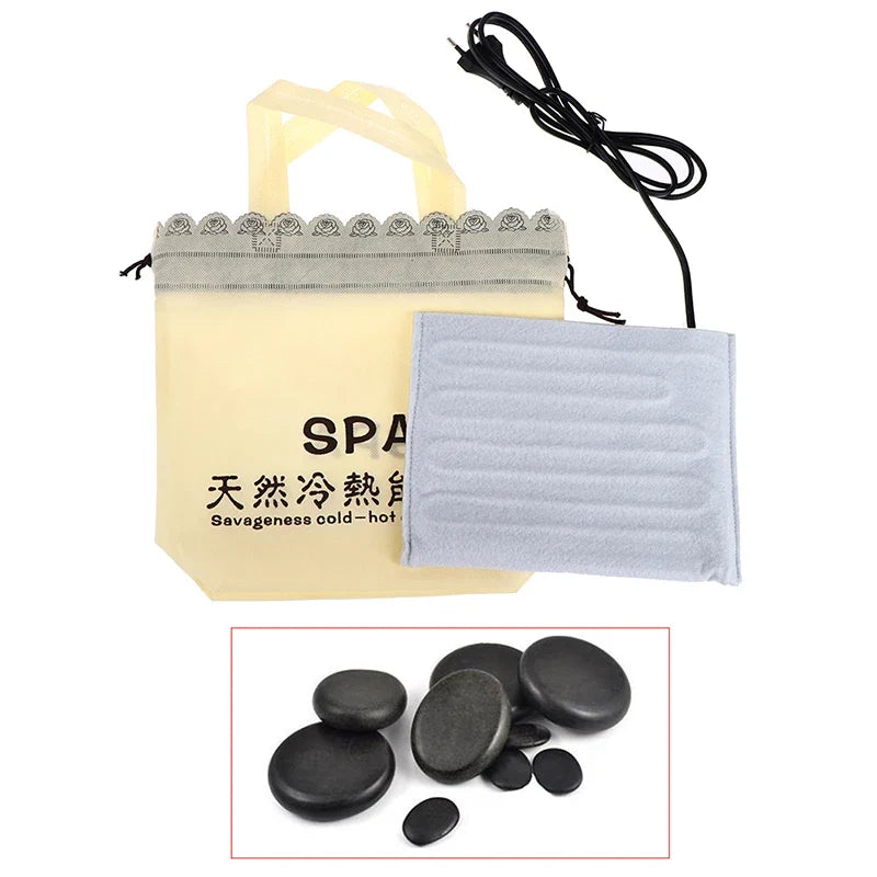 1pcs Hot Rocks Massage Stones Warmer Heater Electric Heating Bag Body Spa Pain Relief Massager Tools