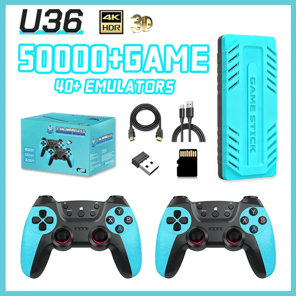 128GB U36 Game Stick Retro TV Game Console With 50000+ Classic Games 40 Multi Simulators Plug Play Video Gaming Machine For Gift