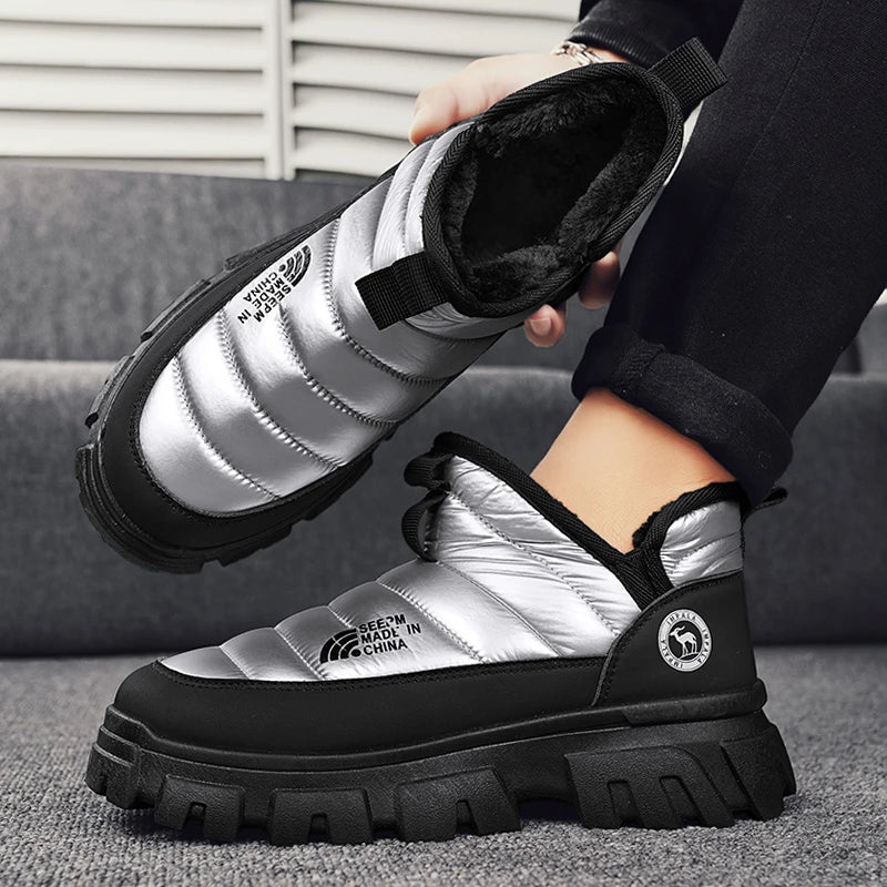 Men's Insulated Winter Snow Boots – Warm Cotton, Anti-Slip