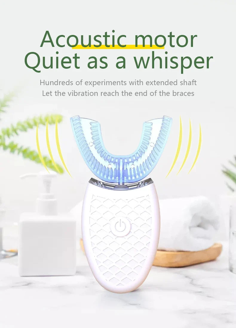 Electric Toothbrush for Adult Automatic USB Charge U-Shaped Sonic Wave Toothbrush 360 Degrees Intelligent Rechargeable Toothbrus