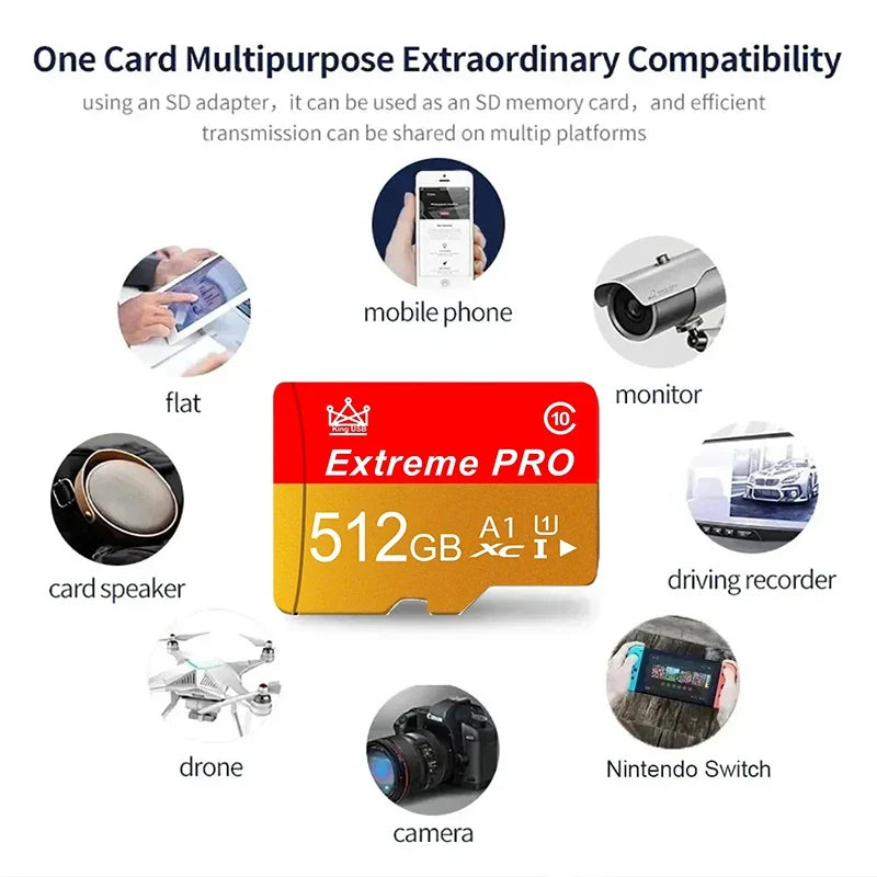 Original High speed Micro Tf Sd Card 512GB 256GB 128GB Memory Cards High Speed Sd Flash Card V30 Memory Card For Phone Laptop