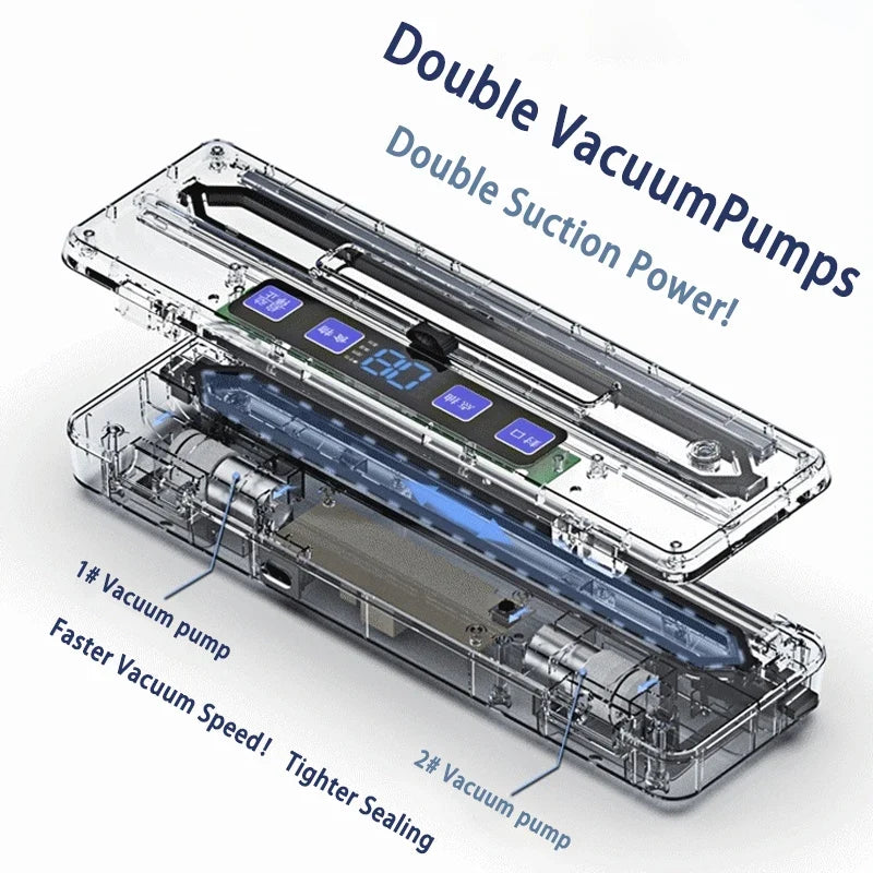 Home Vacuum Sealer Machine with Dual Pump & Dual Seal Built-in Bag Cutter Automatic Food Sealer with External Vacuum System