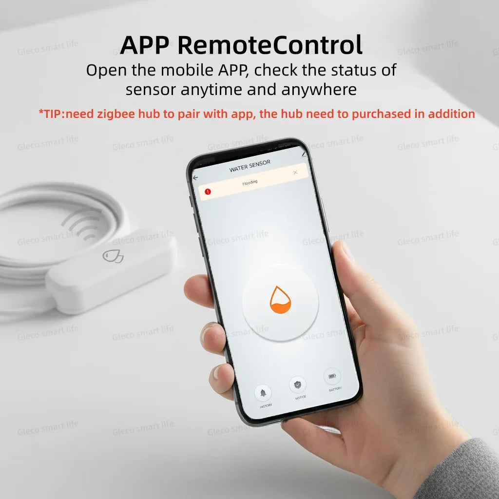 ZigBee Water Leak Sensor Alarm Smart Home Flood Leak Detector With Security Protection For Tuya Smart Life Z2M,Required Gateway
