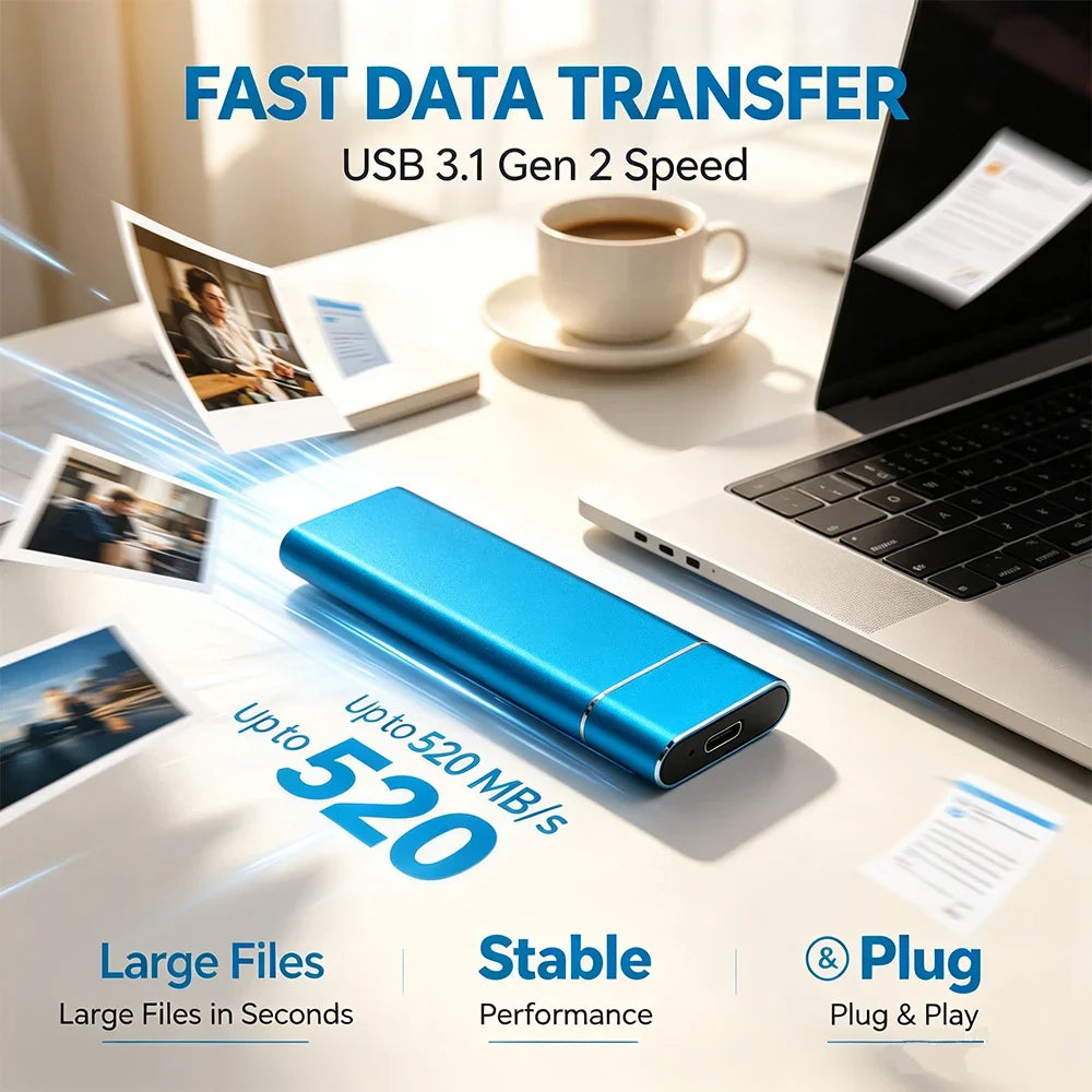 External SSD 1TB 4TB 16TB 128TB Ultra Fast Transfer  Portable Hard Disk for PC Mac Laptop Data Backup Type-C