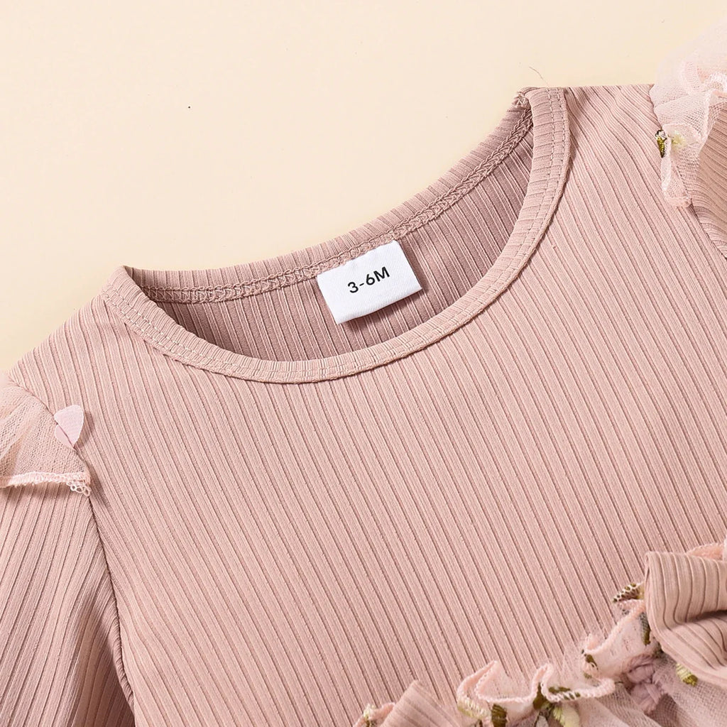 Spring Autumn Pink Tulle Dress for Infants Baby Butterfly Knot Embroidered Fairy Princess Skirt New Arrival Baby Girl Dress