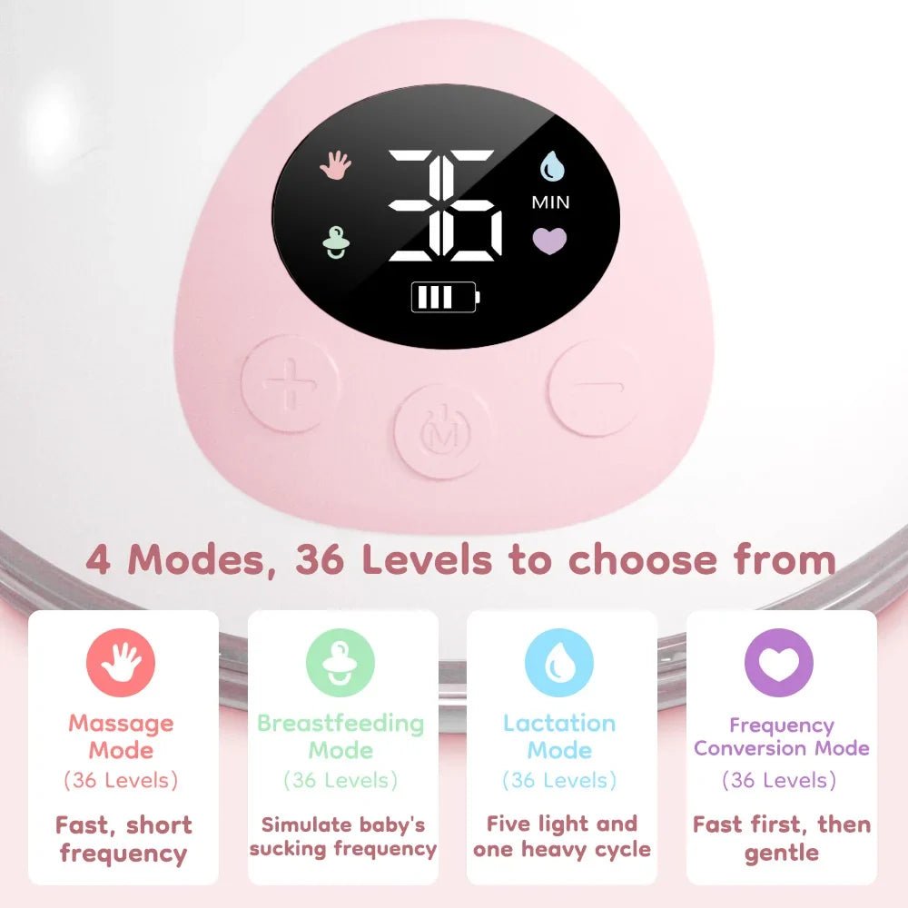 MAMIJOY Wearable Electric Breast Pump 4 Modes 36 Suction Levels Hands Free 35dB Low Noise Breast Pumps Breastfeeding EB50＆EB50D