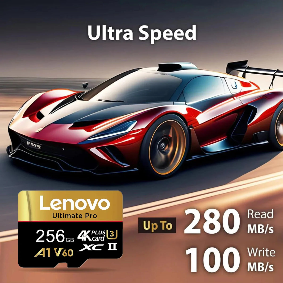 Lenovo Reliable 512GB Micro TF SD SD Cards Memory Card TF Cards 128GB U1 64GB A1 Broad Compatibility for Dash Cam/PC/Mac