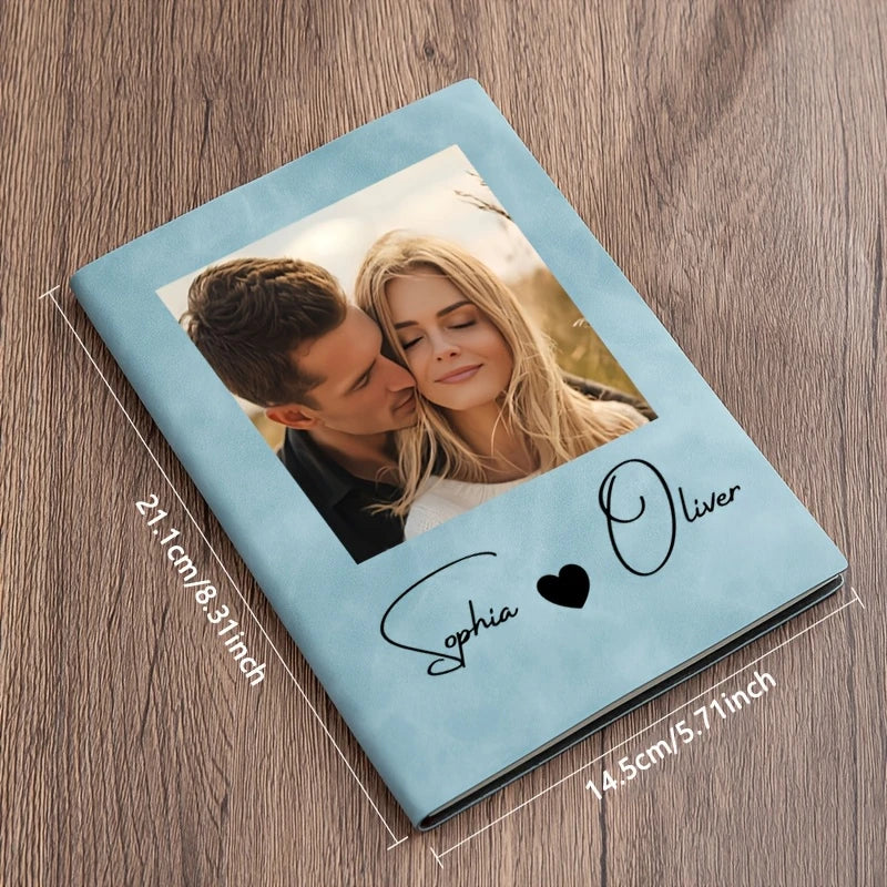 Customizable A5 Personalized Notebook - Personalized Your Name And Photo Couple Portrait